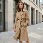 Women’s Double Breasted Trench Coat – Belted Classic Style