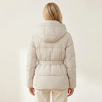 Women’s Hooded Puffer Jacket – Belted Winter Coat
