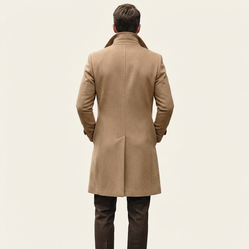 Men’s Wool Blend Double Breasted Long Winter Coat