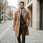 Men’s Wool Blend Double Breasted Long Winter Coat