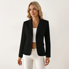 Women’s Lightweight Fitted Blazer – Spring Tailored Jacket Black