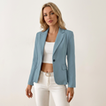 Women’s Lightweight Fitted Blazer – Spring Tailored Jacket Light Blue