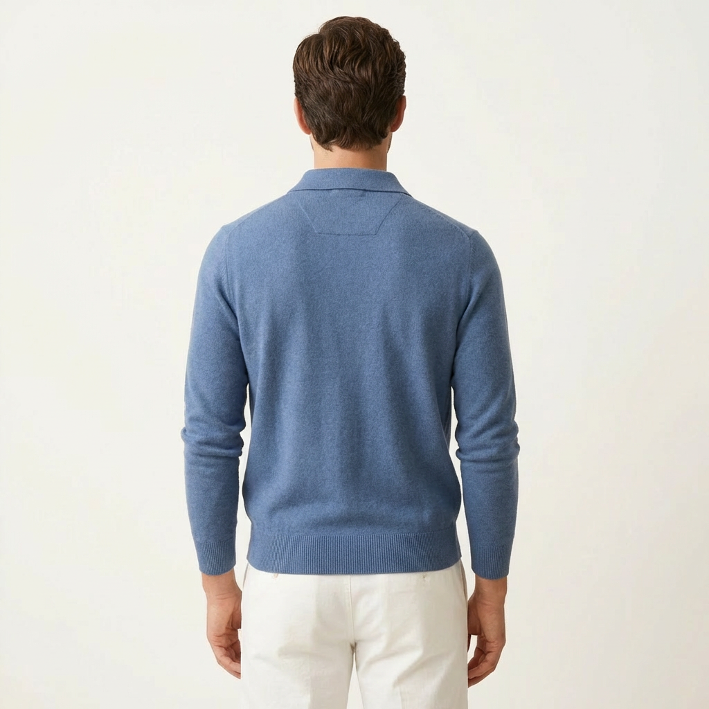 Men’s Merino Wool Polo Sweater – Classic Knit Design