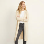 Women’s Thick Knit Cardigan – V-Neck Warm Autumn Style Cream One size