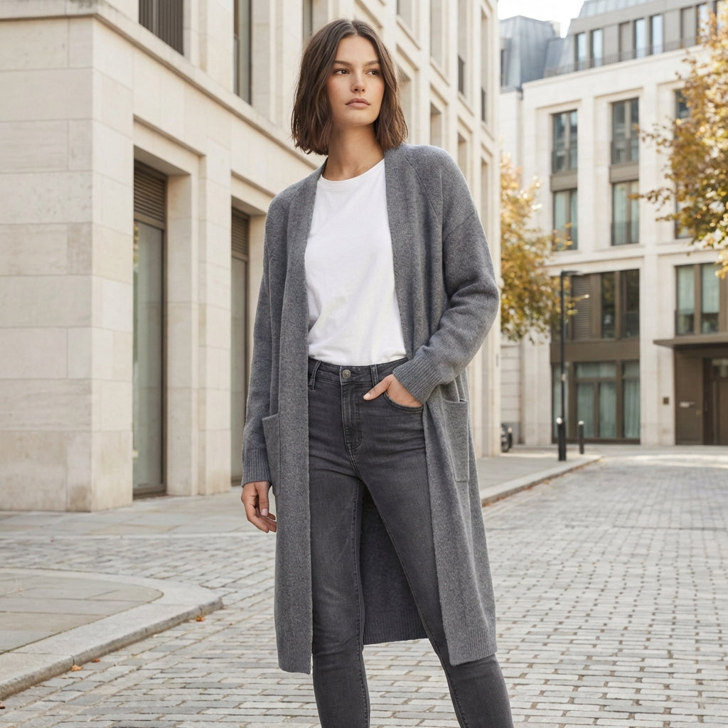 Women’s Thick Knit Cardigan – V-Neck Warm Autumn Style