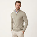 Men’s Slim Fit Quarter Zip Sweater – Lightweight Knit Style Beige