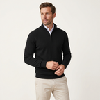 Men’s Slim Fit Quarter Zip Sweater – Lightweight Knit Style Black