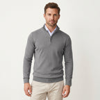 Men’s Slim Fit Quarter Zip Sweater – Lightweight Knit Style Gray