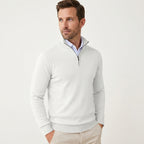 Men’s Slim Fit Quarter Zip Sweater – Lightweight Knit Style White