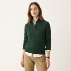 Women’s Cable Knit Cashmere Button-Up Sweater Green
