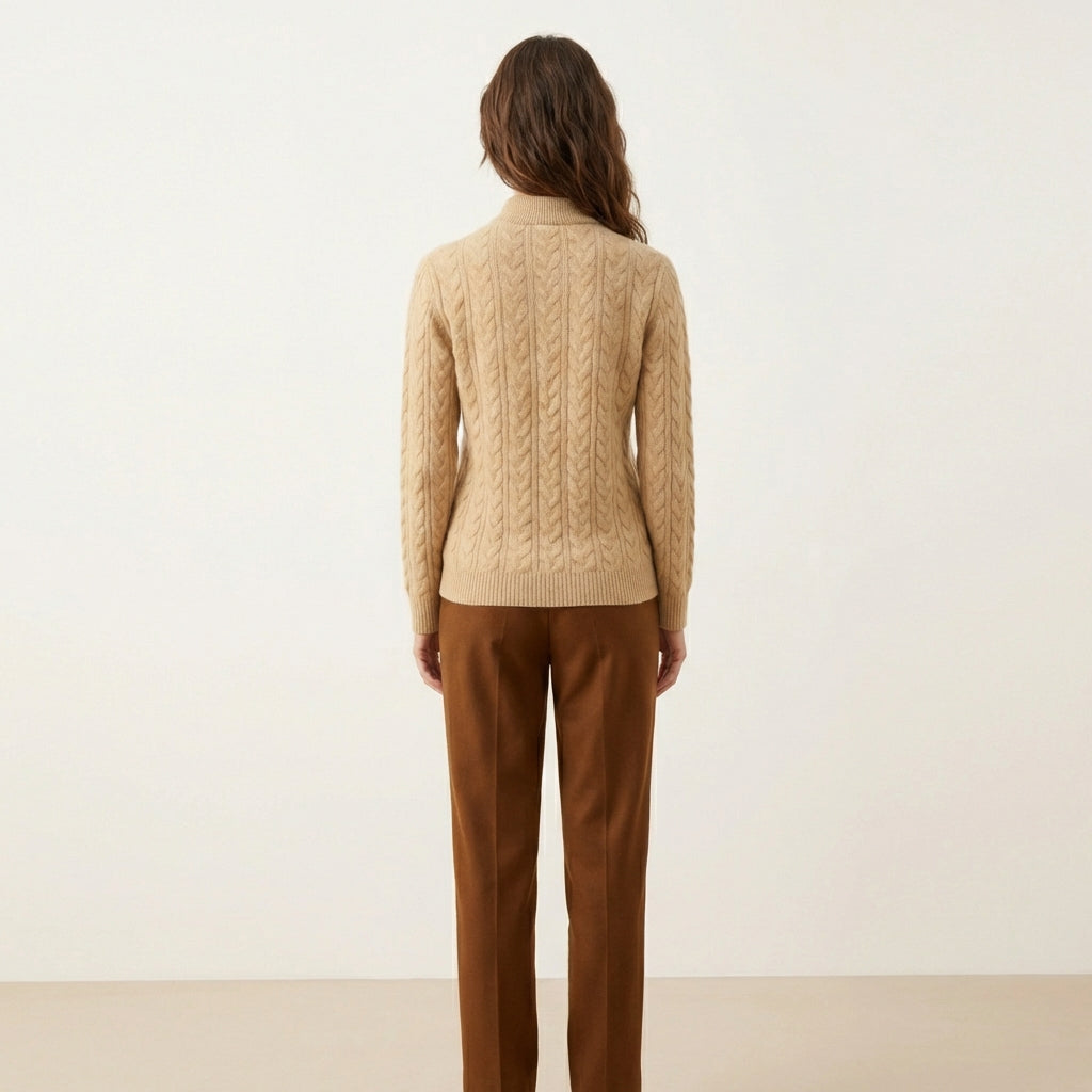 Women’s Cable Knit Cashmere Button-Up Sweater