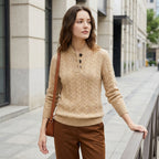 Women’s Cable Knit Cashmere Button-Up Sweater